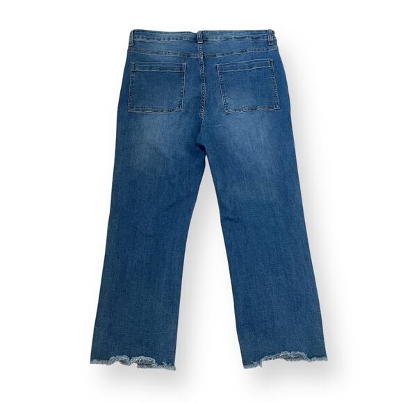 John Mark Jeans Womens 14 Crop Wide Leg Frayed Hem Blue Jeans Patch Pockets - Picture 7 of 10